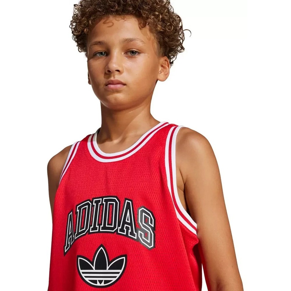 Boy's Youth Adidas Size L - Trefoil Logo Mesh Lined Jersey Tank Top NEW - Picture 3 of 6